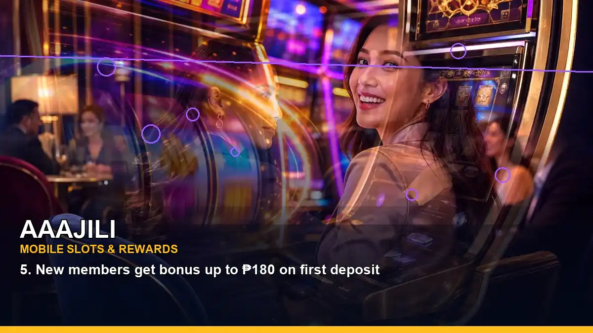 AAAJILI fantasy slot game scene featuring an adult Filipina casino host in a layered visual composition